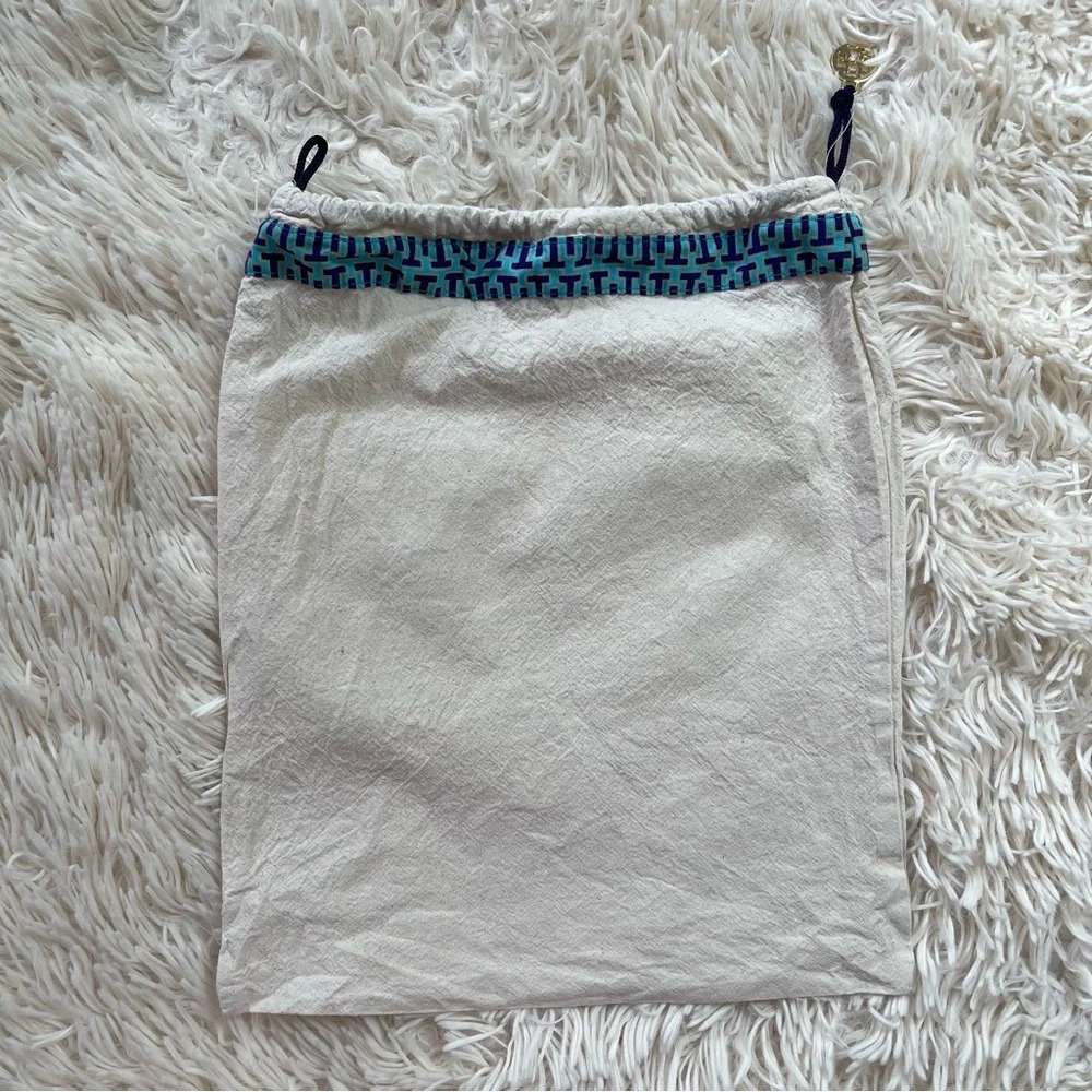 Tory Burch shoe duster bag handbag storage drawstring blue armament beige 11x12